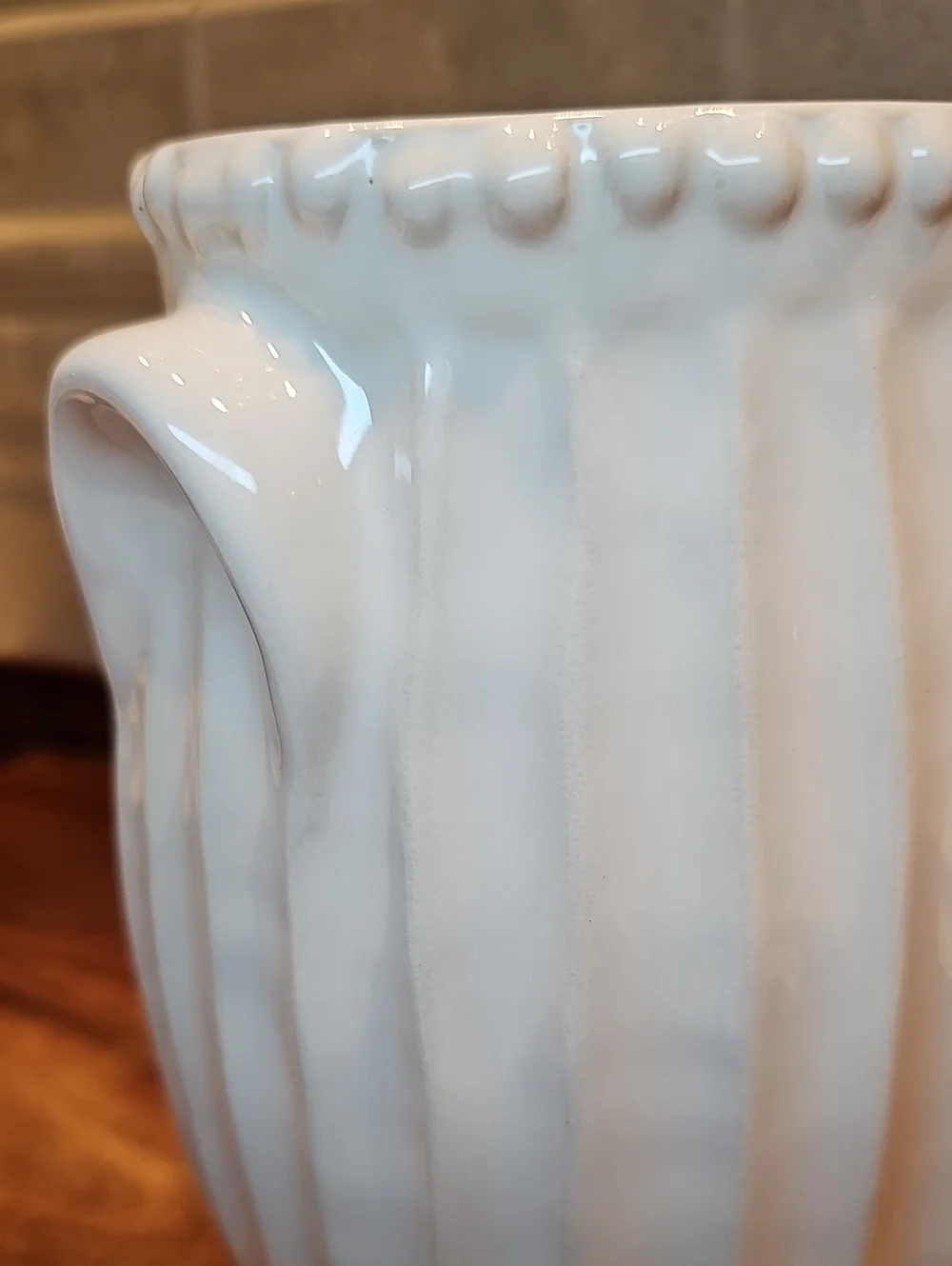 Beaded Cream Ceramic Utensil Holder Threshold